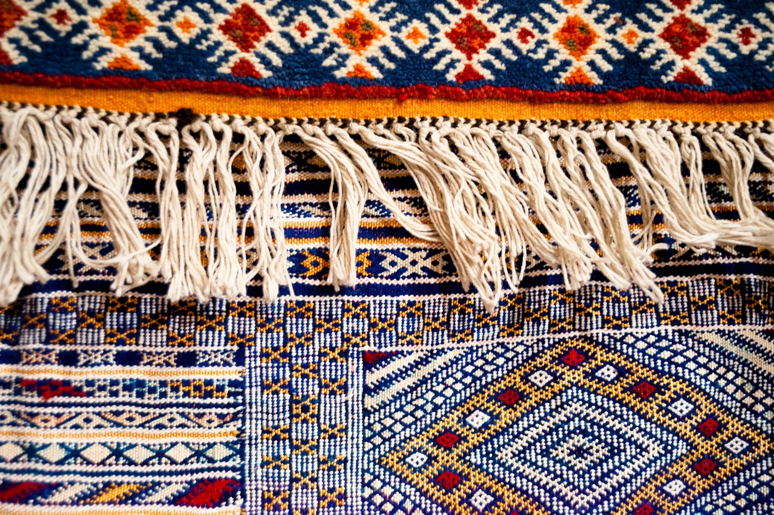 Close-up of a patterned rug texture
